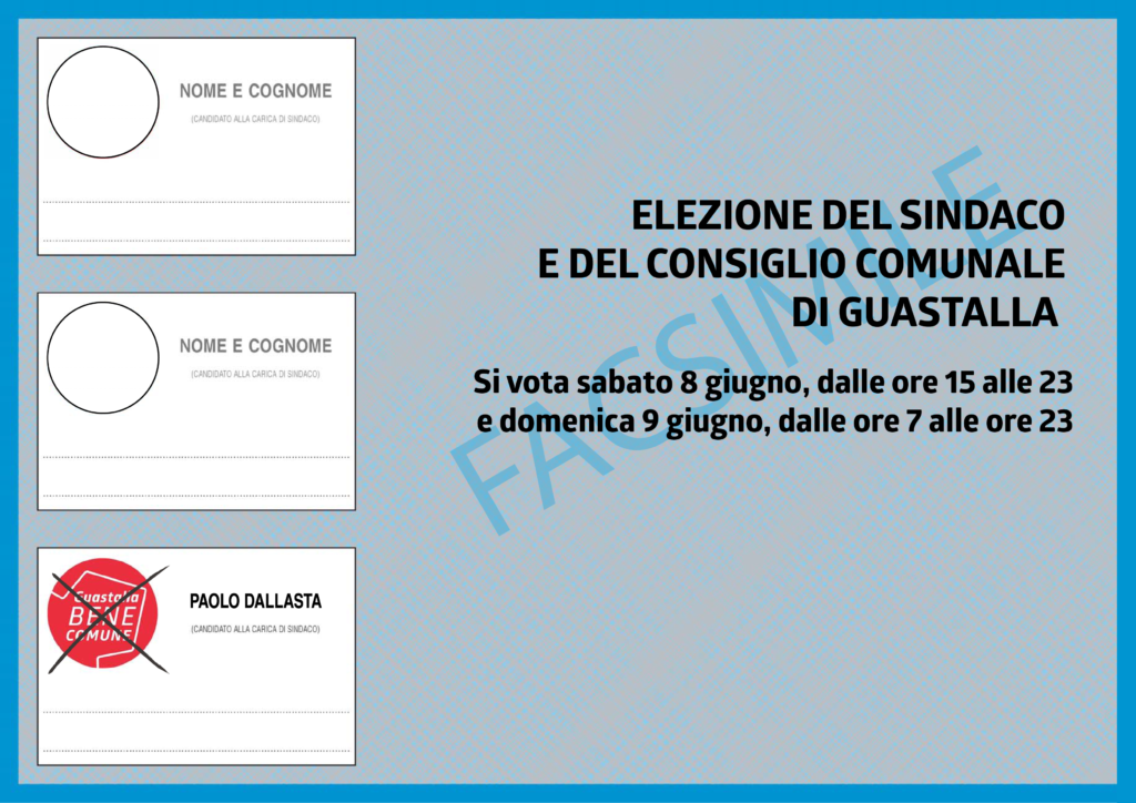 Fac simile scheda elettorale elezioni amministrative comunali Guastalla 2024 Fac simile scheda elettorale elezioni amministrative comunali Guastalla 2024